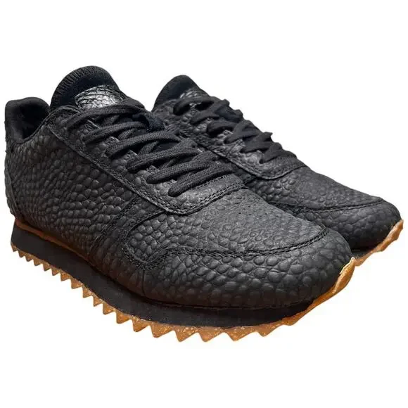 WODEN Ydun Croco II Sneaker Women Size US 5.5 Black Textured Leather Shoe *READ - Picture 10 of 16